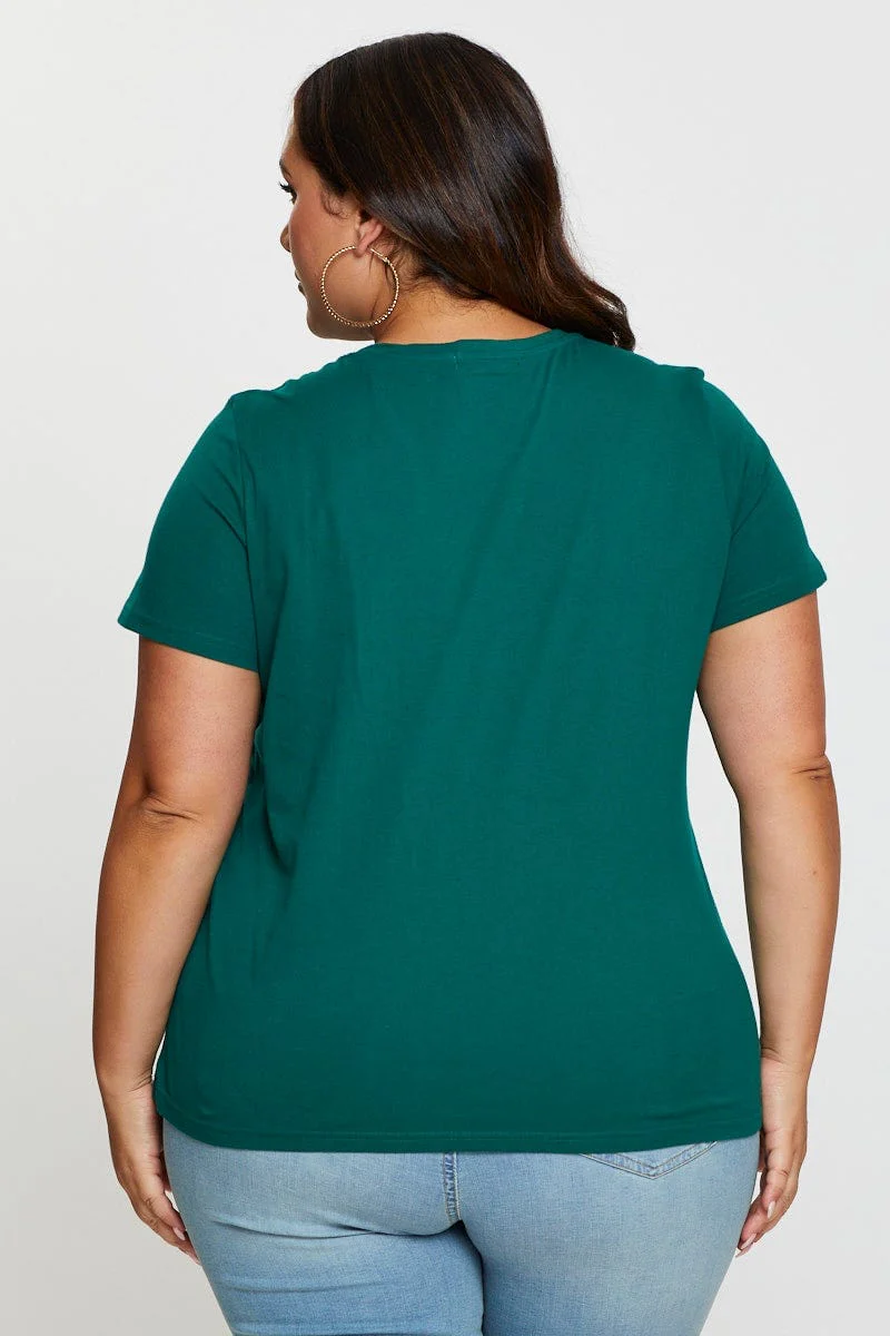 Green Graphic T-shirt Aspen Crew Neck Short Sleeve - Image 5