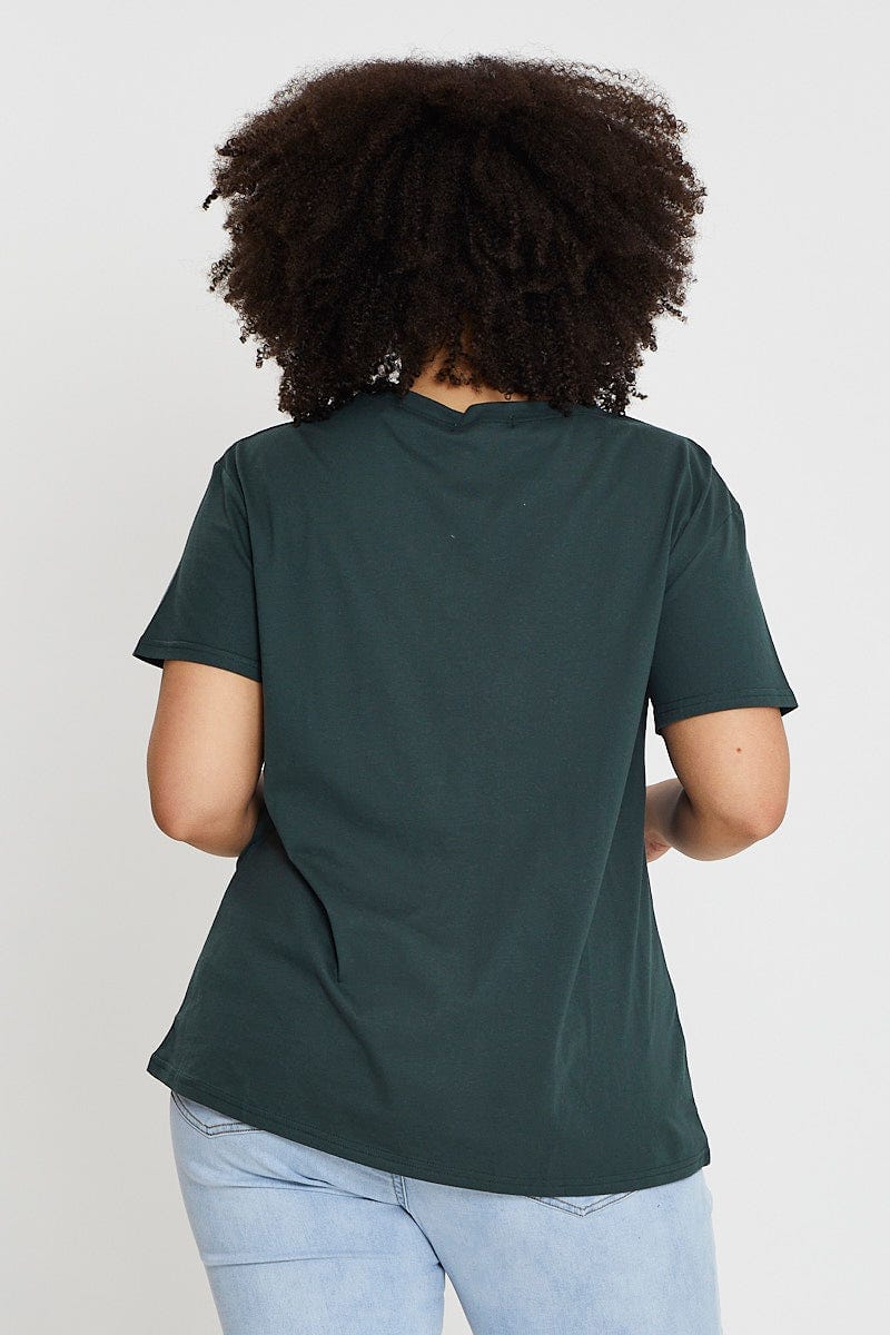 Green Graphic T-shirt Aspen Short Sleeve Cotton - Image 5