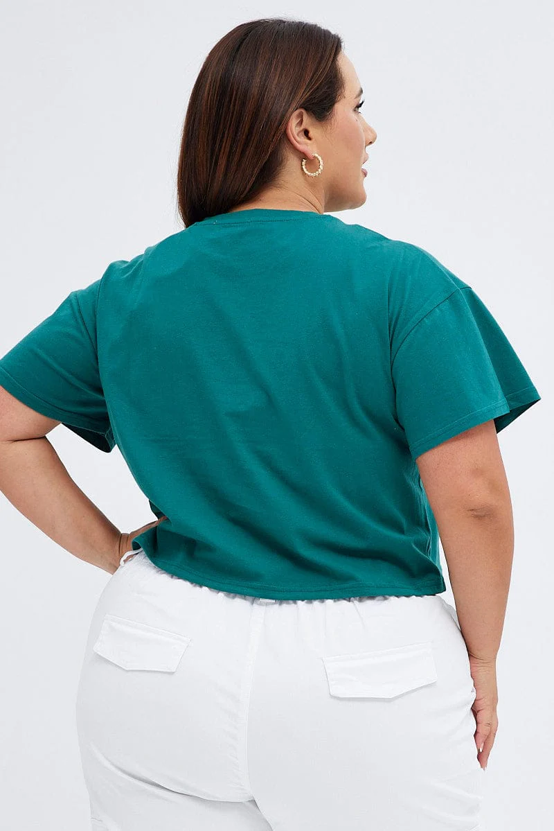 Green Graphic T-shirt Beverly Hills Puff And Embroidered - Image 5