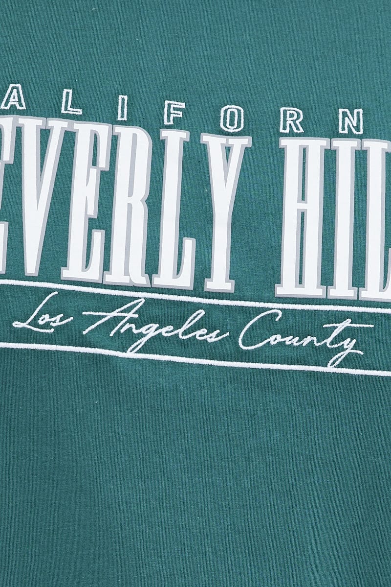 Green Graphic T-shirt Beverly Hills Puff And Embroidered - Image 6