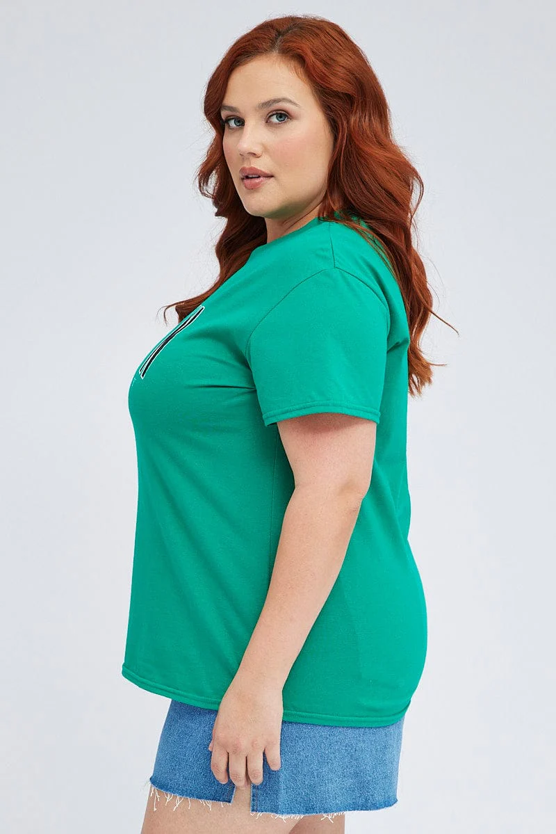 Green Graphic T-shirt Brooklyn Short Sleeve Cotton - Image 4