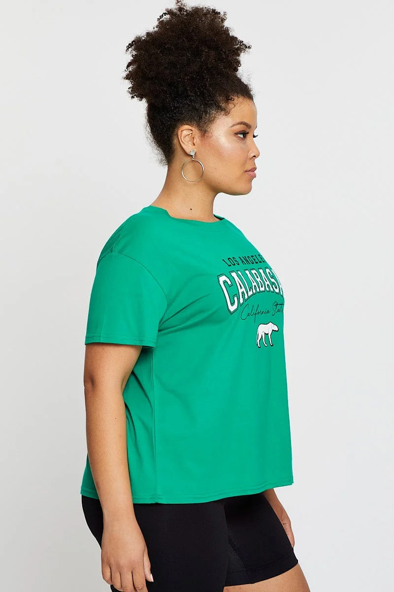 Green Graphic T-shirt Calabasas Short Sleeve Cotton - Image 4