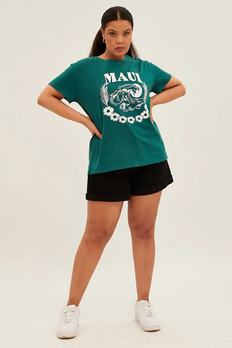Green Graphic T-shirt Maui Cotton - Image 2