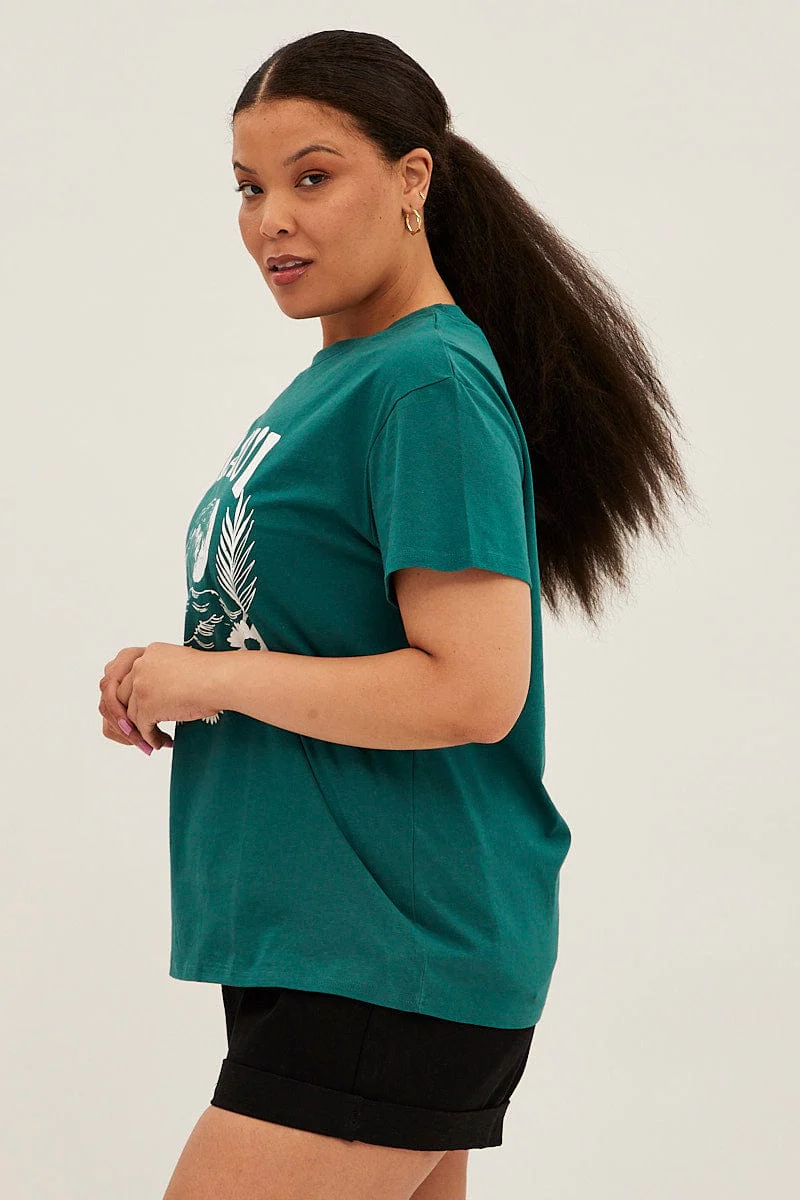 Green Graphic T-shirt Maui Cotton - Image 4