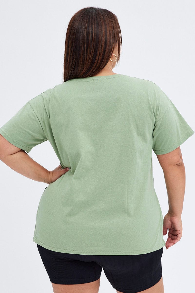 Green Graphic T-shirt Moonlight Festival Print - Image 5