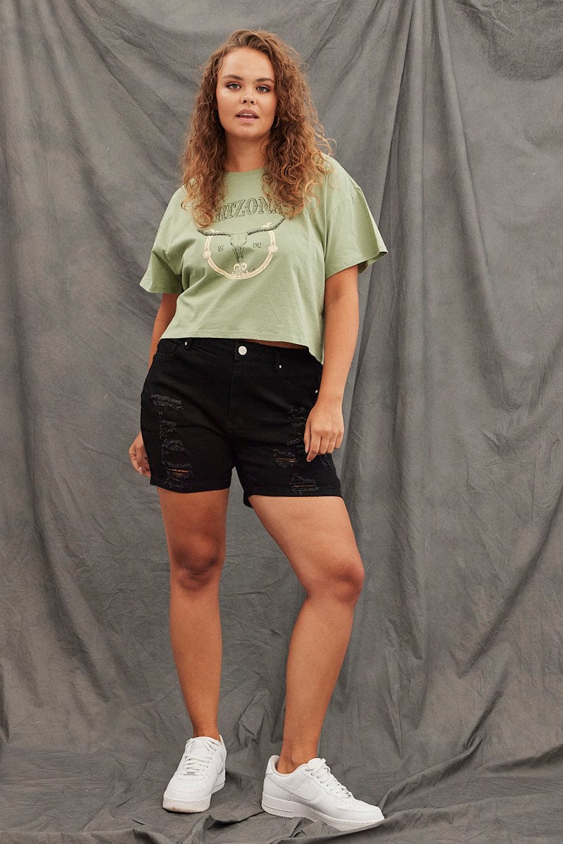 Green Graphic T-shirt Short Sleeve Arizona Western - Image 2