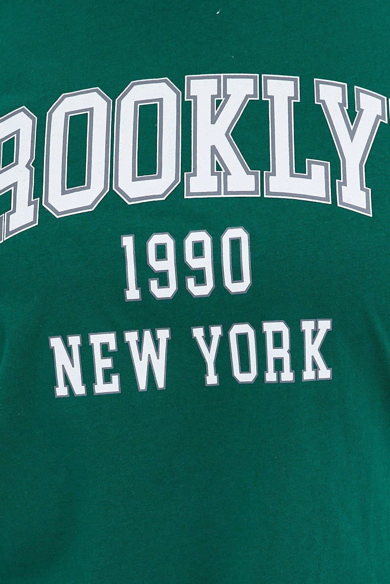 Green Graphic T-shirt Short Sleeve Crew Neck - Image 6