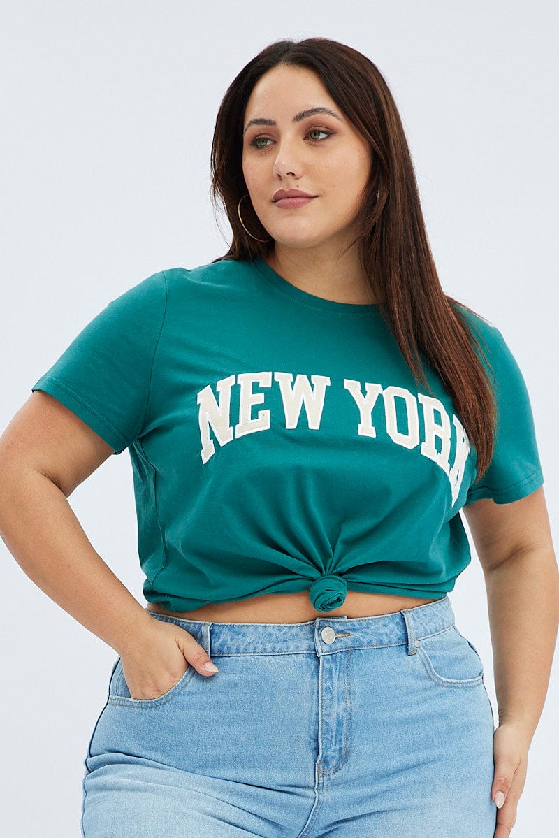 Green Graphic T-shirt Short Sleeve Crew Neck - Image 3