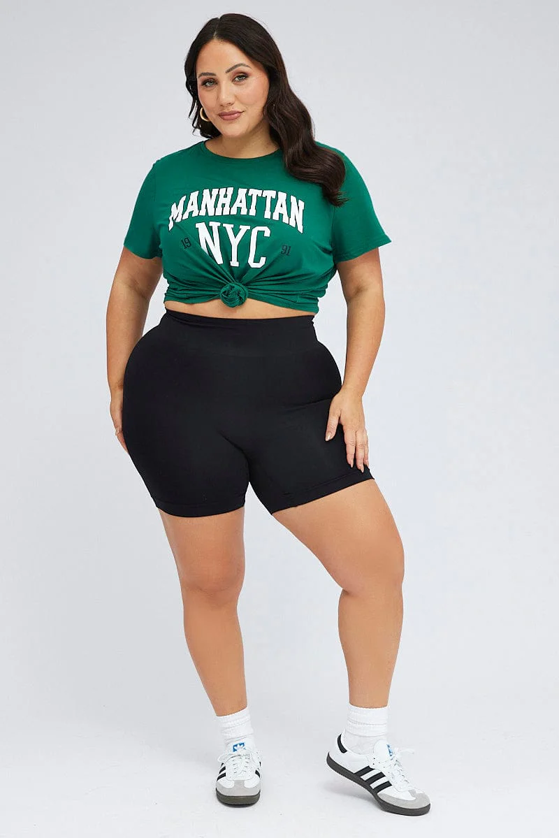 Green Graphic T-shirt Short Sleeve Crew Neck - Image 2