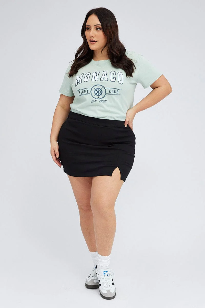 Green Graphic T-shirt Short Sleeve Crew Neck - Image 2
