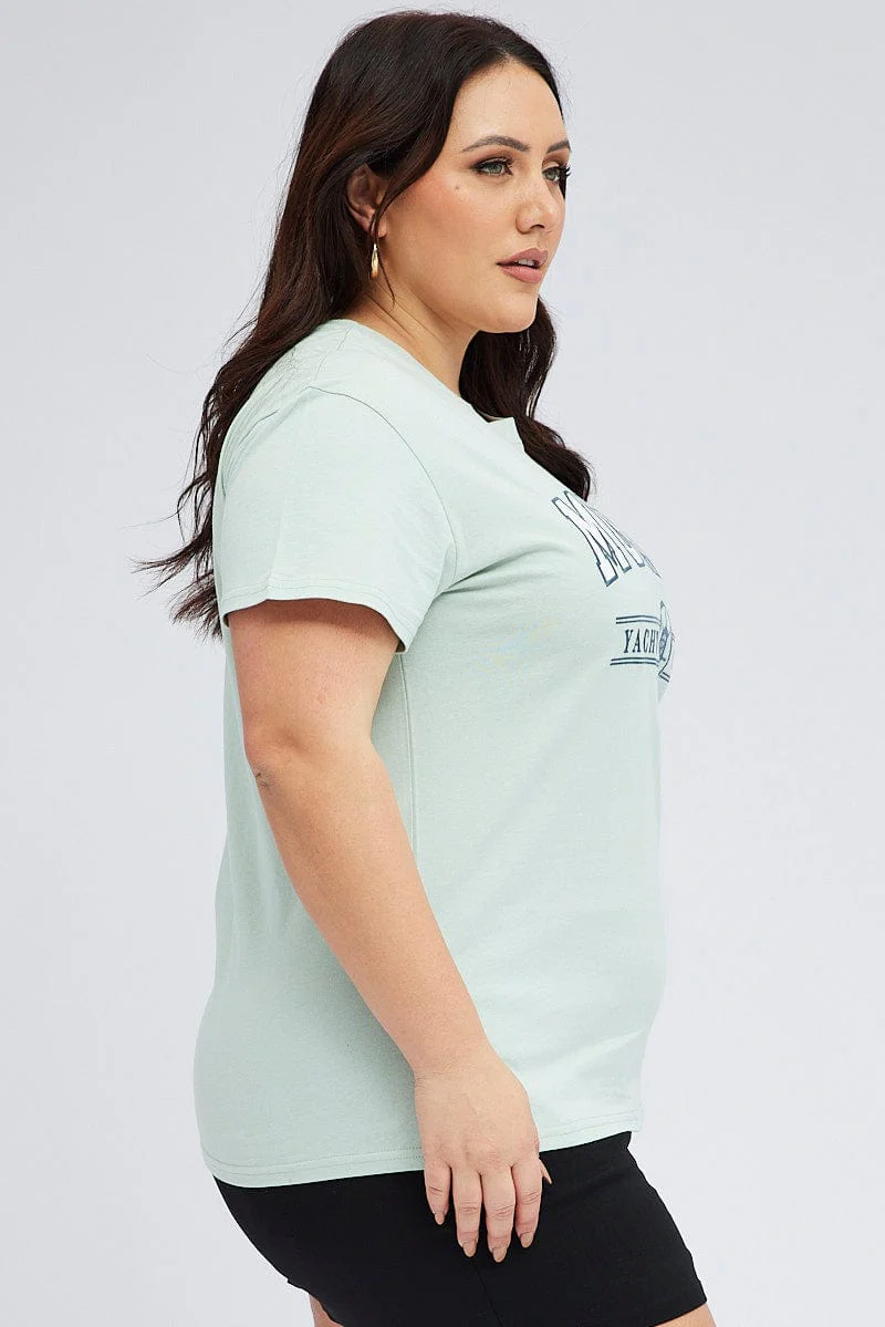 Green Graphic T-shirt Short Sleeve Crew Neck - Image 4