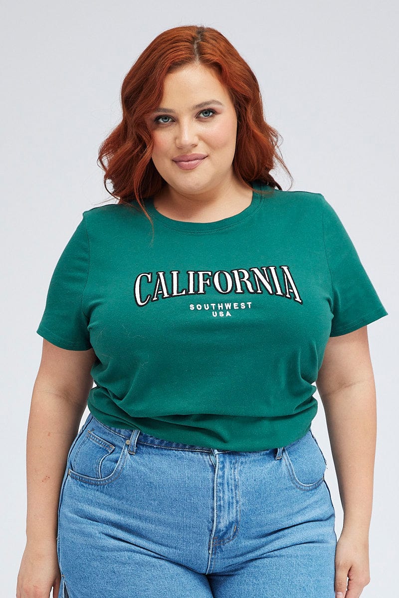 Green Graphic T-shirt Short Sleeve Crew Neck - Image 3