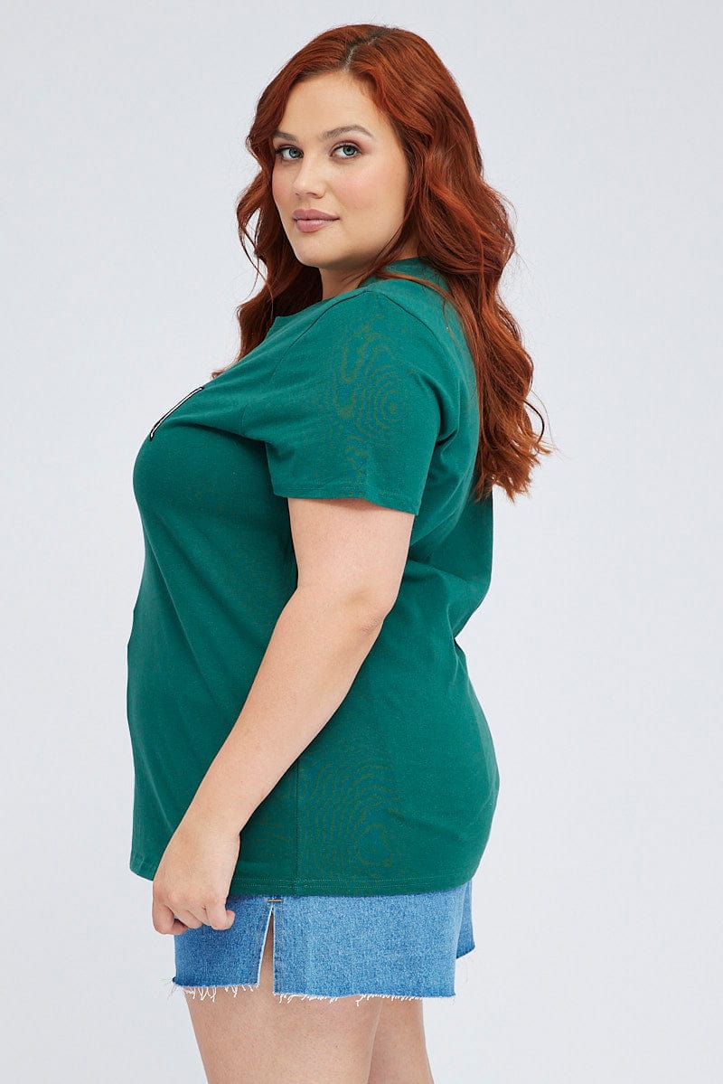 Green Graphic T-shirt Short Sleeve Crew Neck - Image 4
