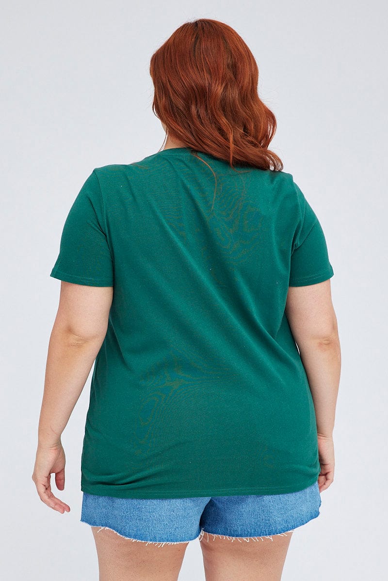 Green Graphic T-shirt Short Sleeve Crew Neck - Image 5