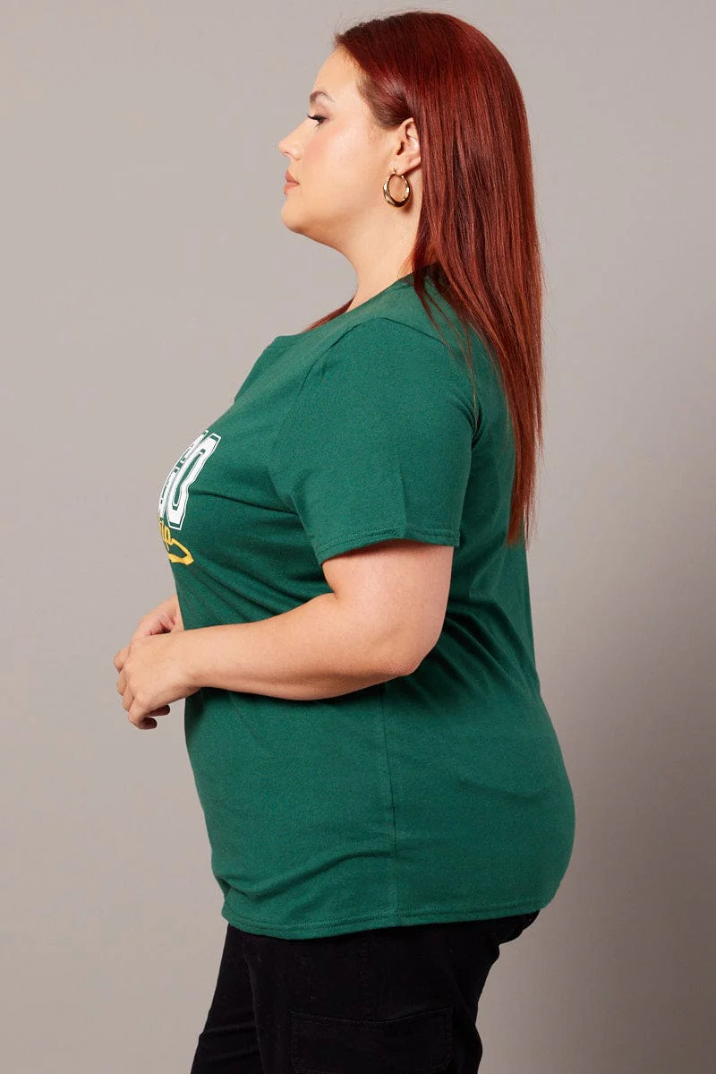 Green Graphic T-shirt Short Sleeve Crew Neck - Image 4