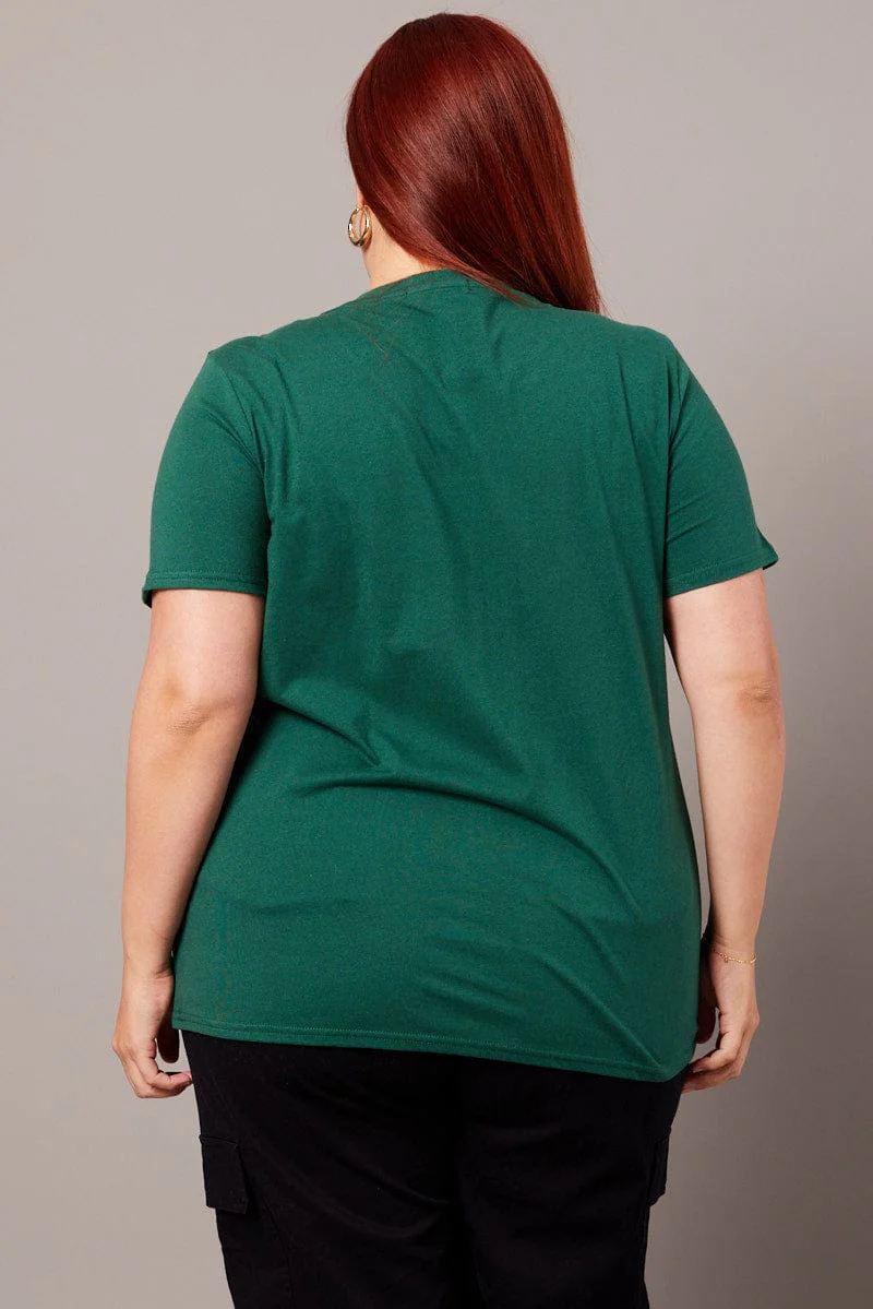 Green Graphic T-shirt Short Sleeve Crew Neck - Image 5