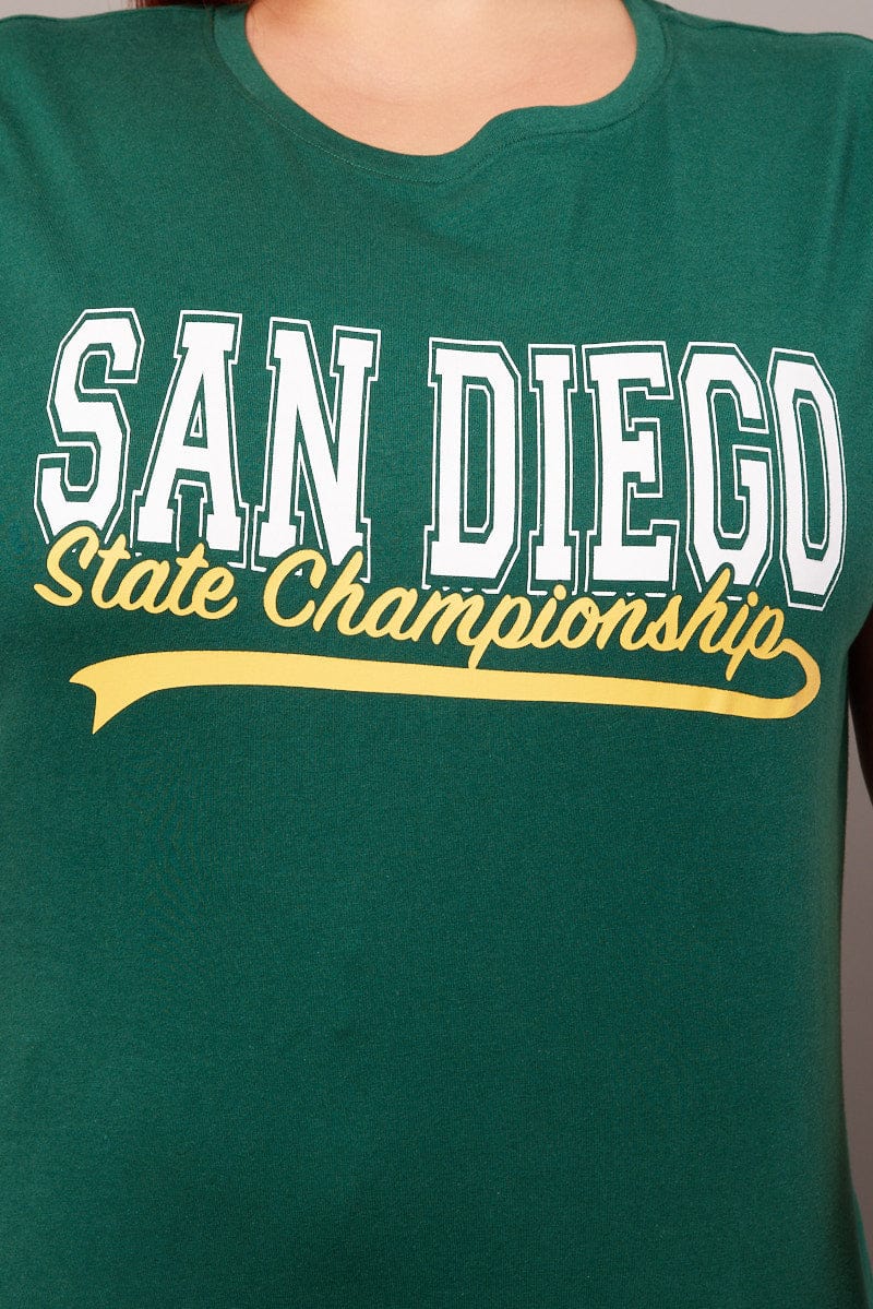 Green Graphic T-shirt Short Sleeve Crew Neck - Image 6