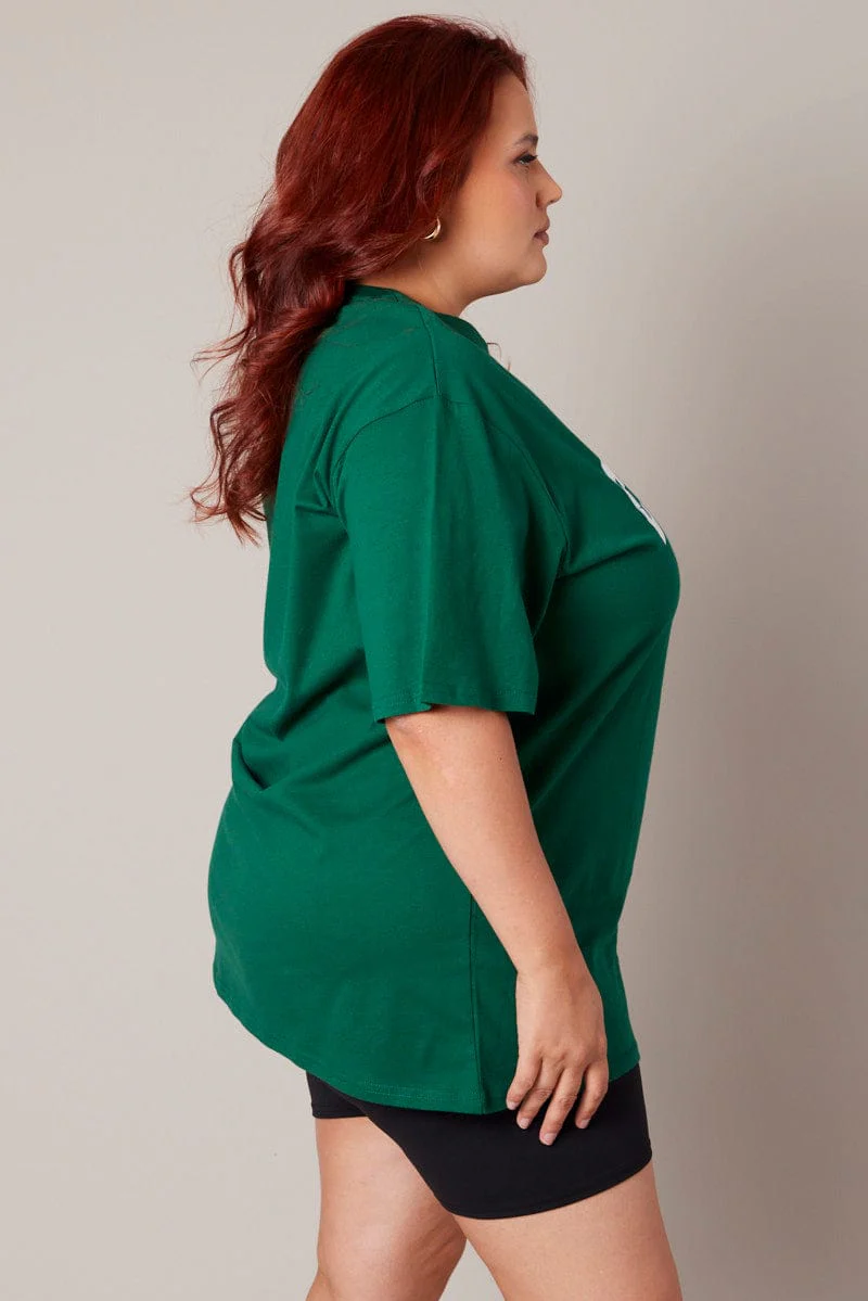 Green Graphic T-shirt Short Sleeve Crew Neck - Image 4