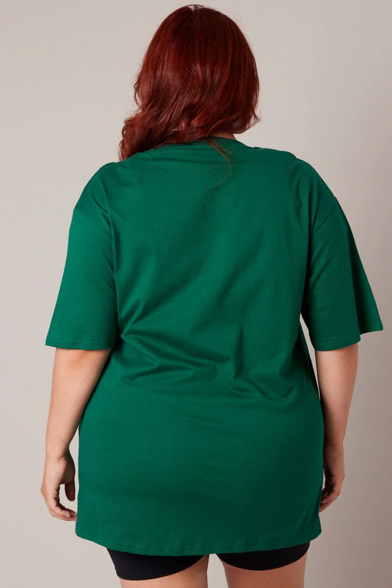 Green Graphic T-shirt Short Sleeve Crew Neck - Image 5