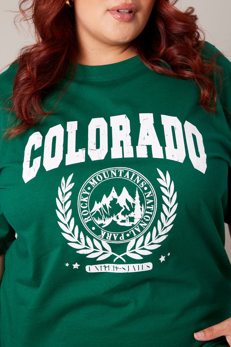 Green Graphic T-shirt Short Sleeve Crew Neck - Image 6
