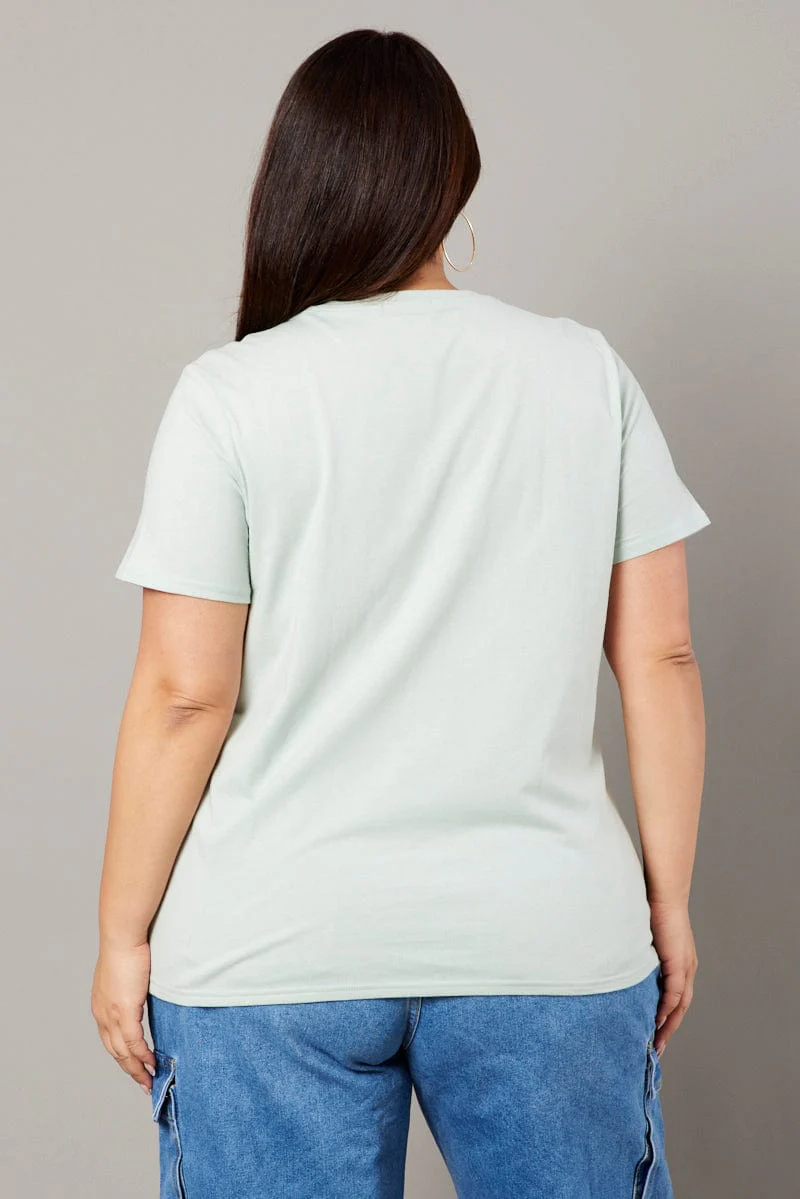 Green Graphic T-shirt Short Sleeve Crew Neck - Image 5