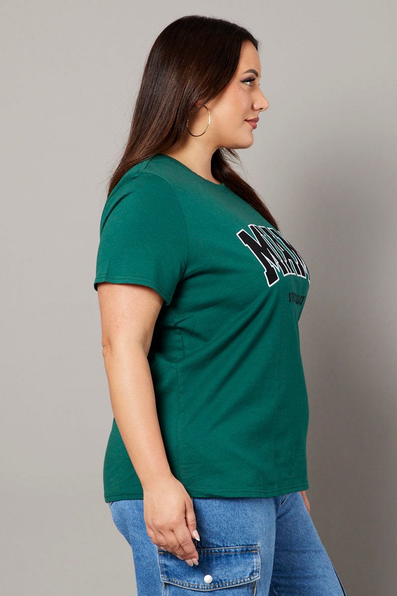 Green Graphic T-shirt Short Sleeve Crew Neck - Image 4