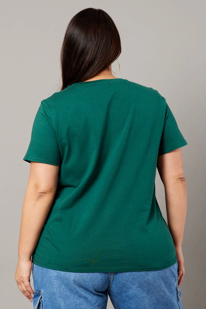 Green Graphic T-shirt Short Sleeve Crew Neck - Image 5