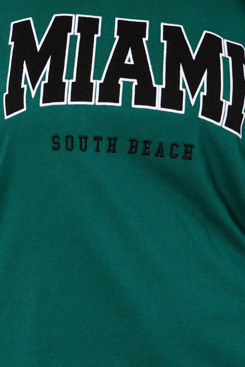 Green Graphic T-shirt Short Sleeve Crew Neck - Image 6