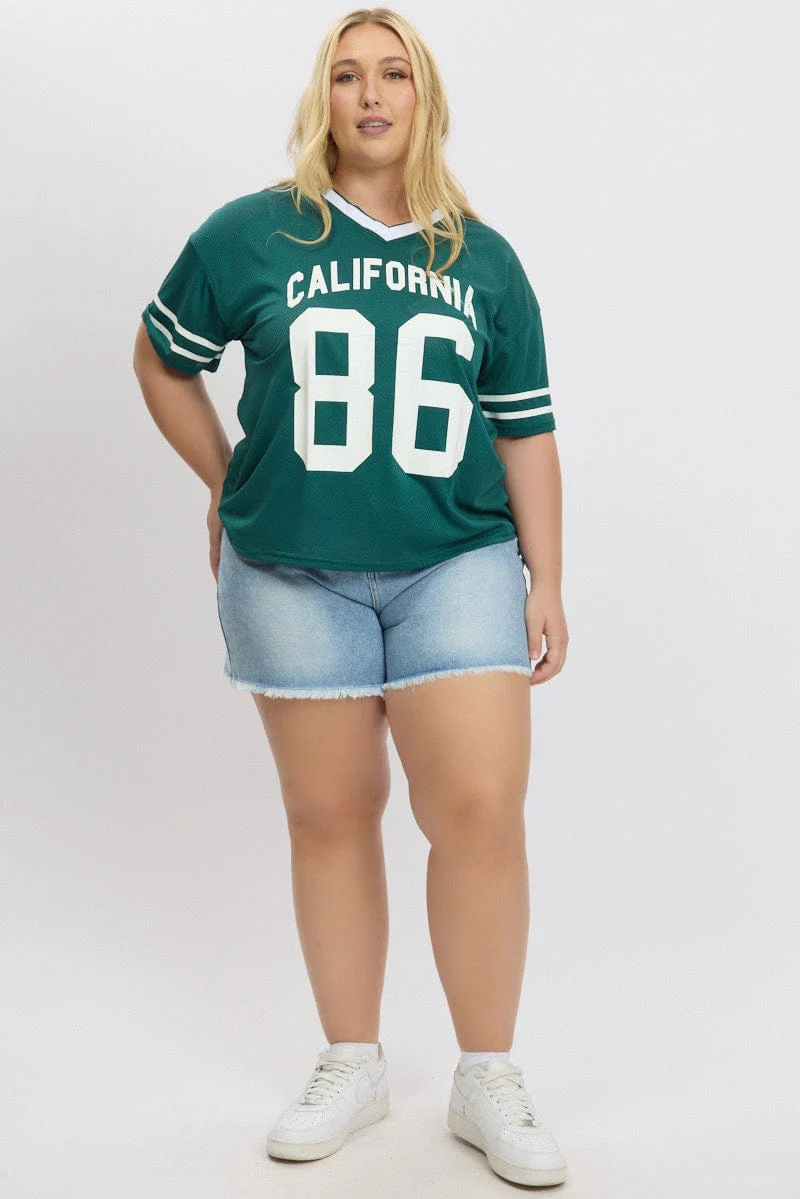 Green Graphic T Shirt Short Sleeve Crew Neck - Image 2