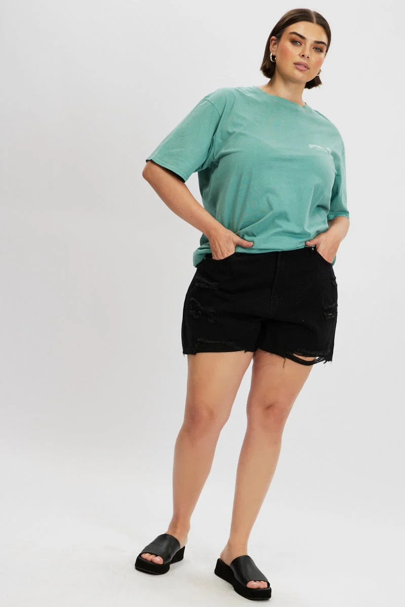 Green Graphic T Shirt Short Sleeve Crew Neck - Image 3