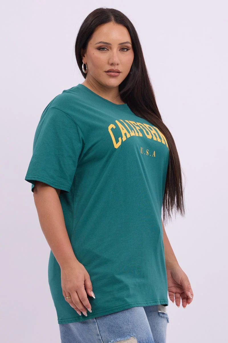 Green Graphic T shirt Short Sleeve Crew Neck - Image 4