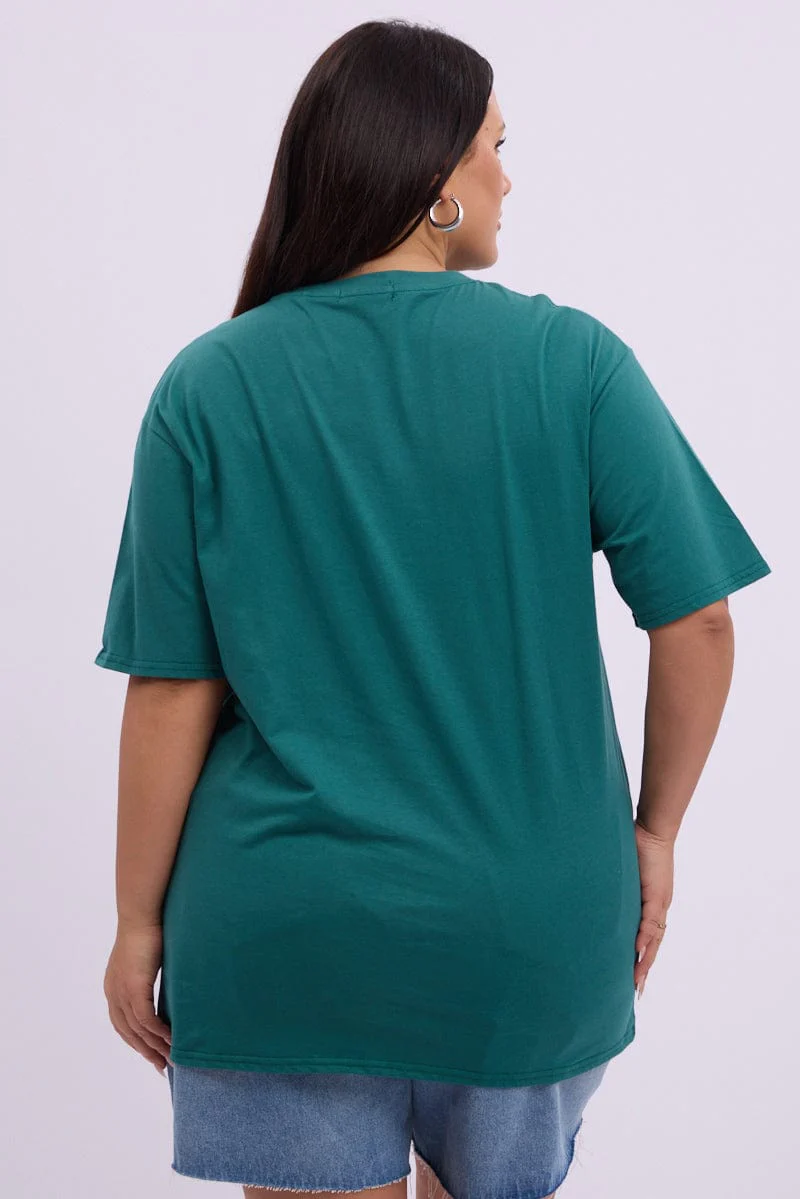 Green Graphic T shirt Short Sleeve Crew Neck - Image 5