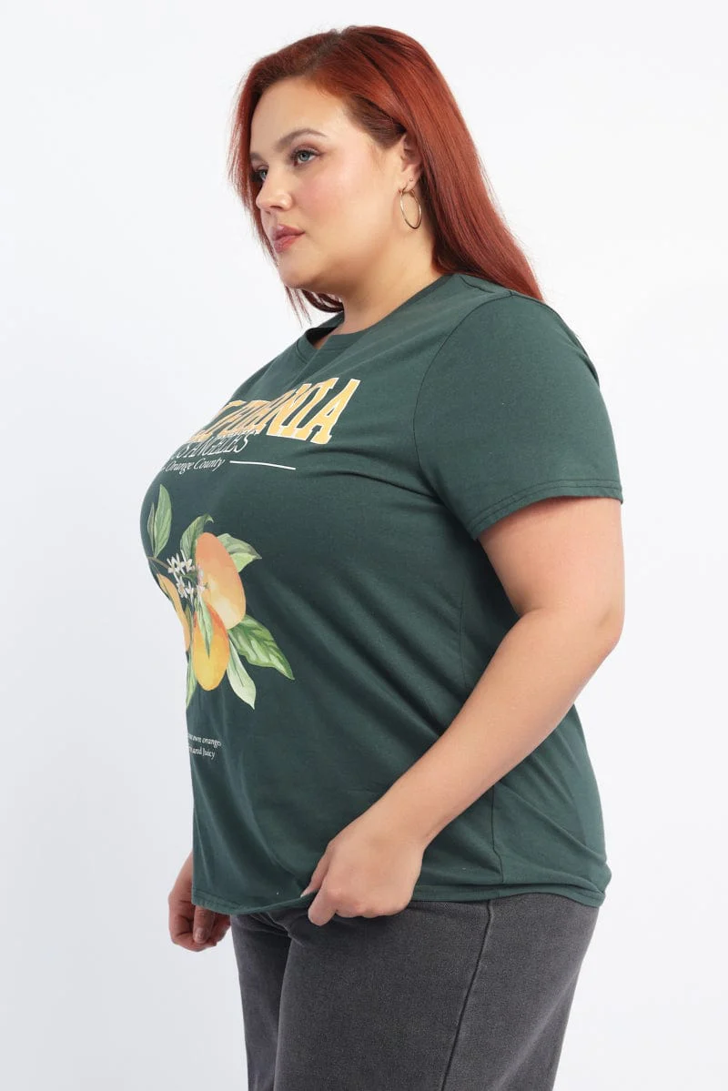 Green Graphic T Shirt Short Sleeve Crew Neck - Image 3