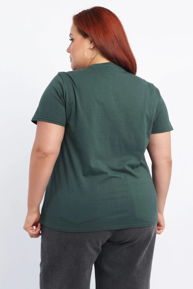 Green Graphic T Shirt Short Sleeve Crew Neck - Image 4