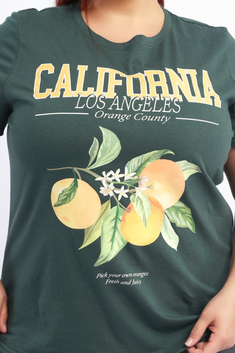 Green Graphic T Shirt Short Sleeve Crew Neck - Image 5