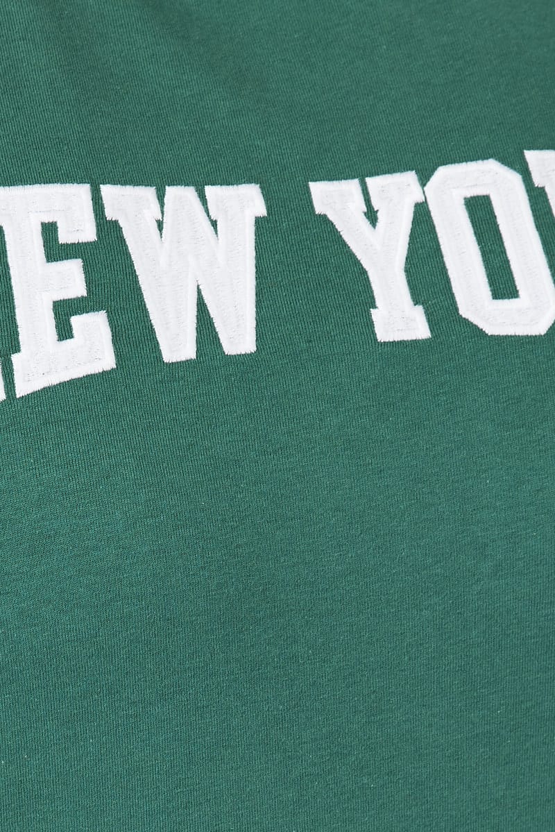Green Graphic T-shirt Short Sleeve Crew Neck New York - Image 6