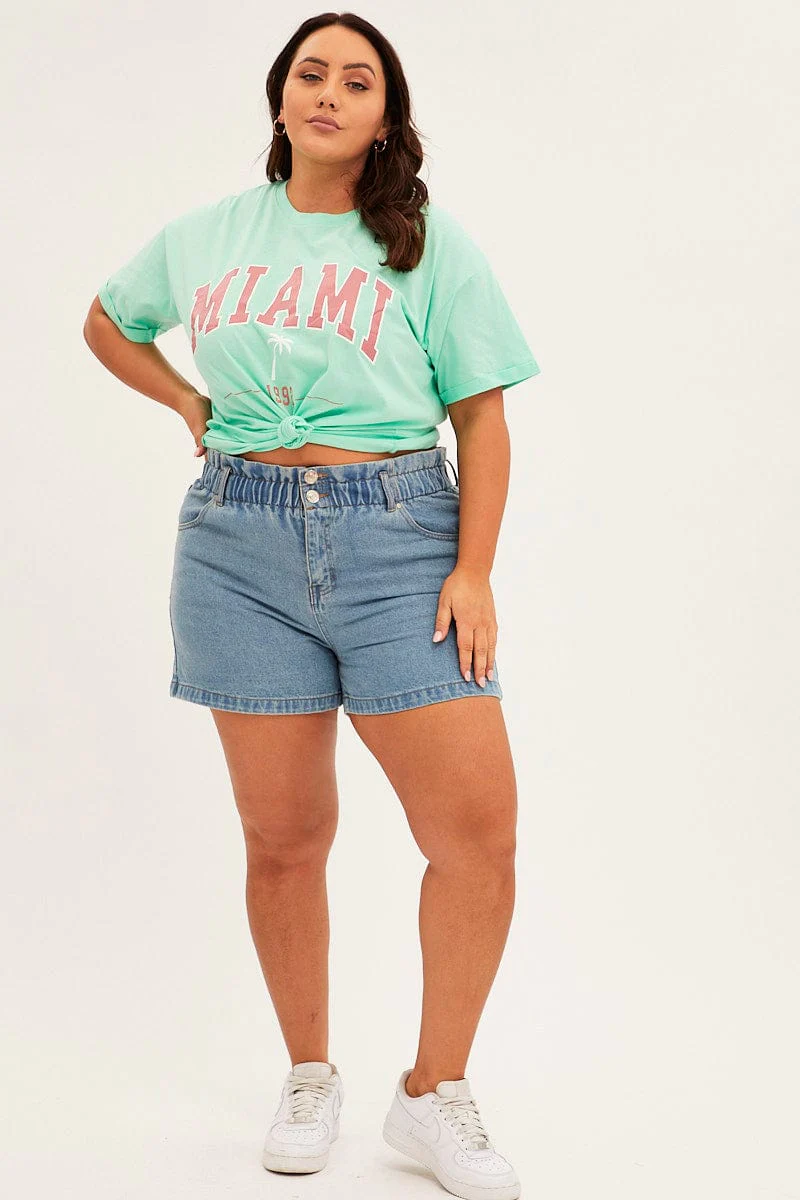 Green Graphic T-shirt Short Sleeve Oversized - Image 2