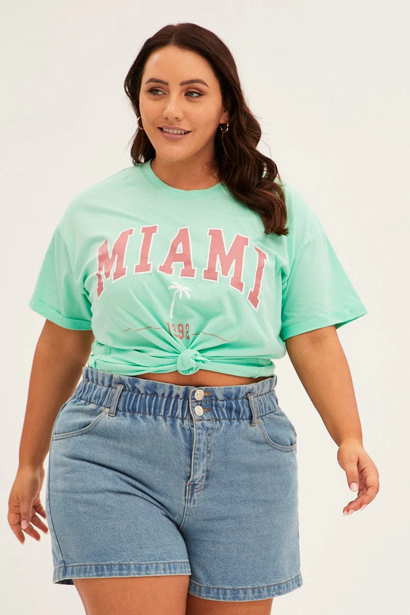 Green Graphic T-shirt Short Sleeve Oversized - Image 3