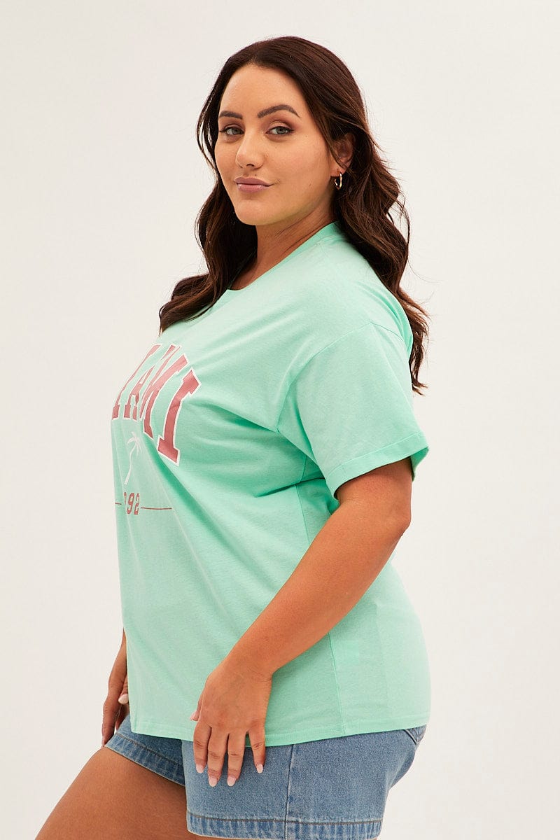 Green Graphic T-shirt Short Sleeve Oversized - Image 4