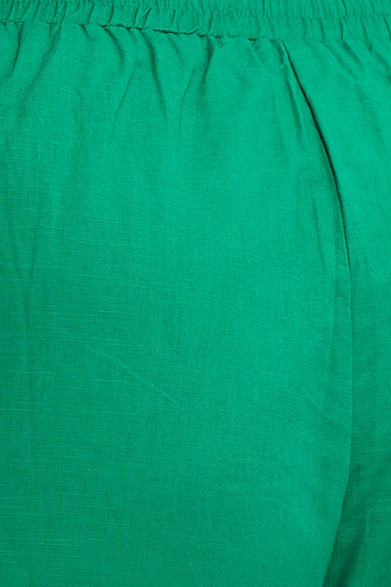 Green High Rise Elastic Waist Shorts - Image 6