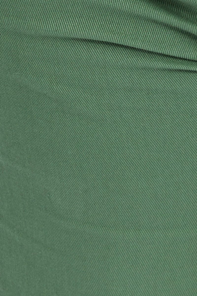 Green High Waist Buckle Detail Wide Leg Cargo - Image 6