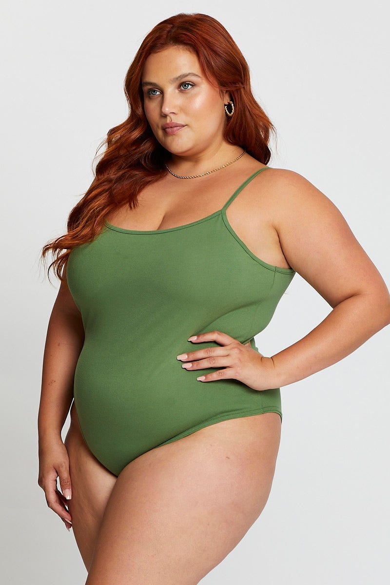 Green Jersey Bodysuit Round Neck - Image 2