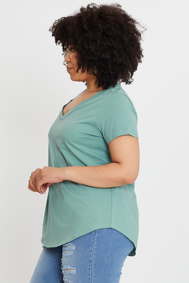 Green Jesery T-shirt V-Neck Short Sleeve - Image 4