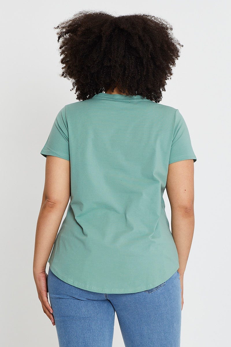 Green Jesery T-shirt V-Neck Short Sleeve - Image 5