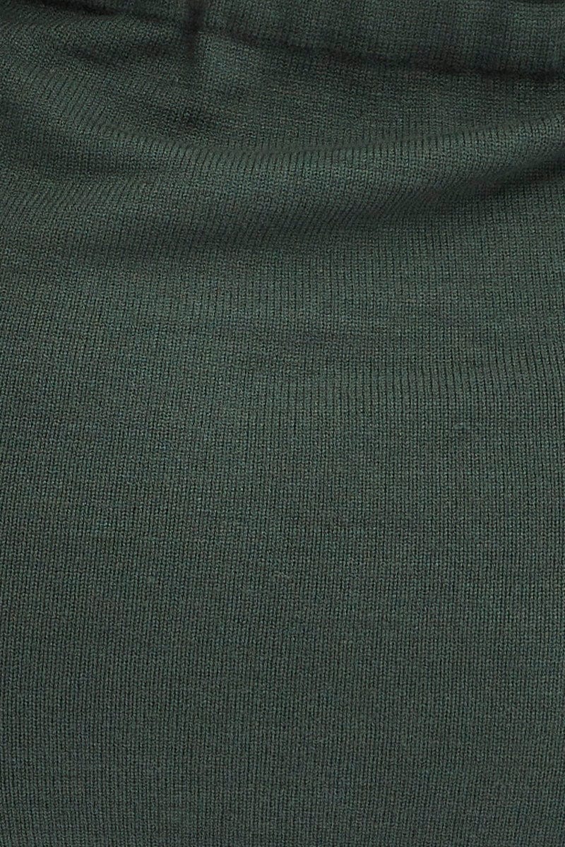 Green Knit Dress High Neck Tie Waist - Image 6