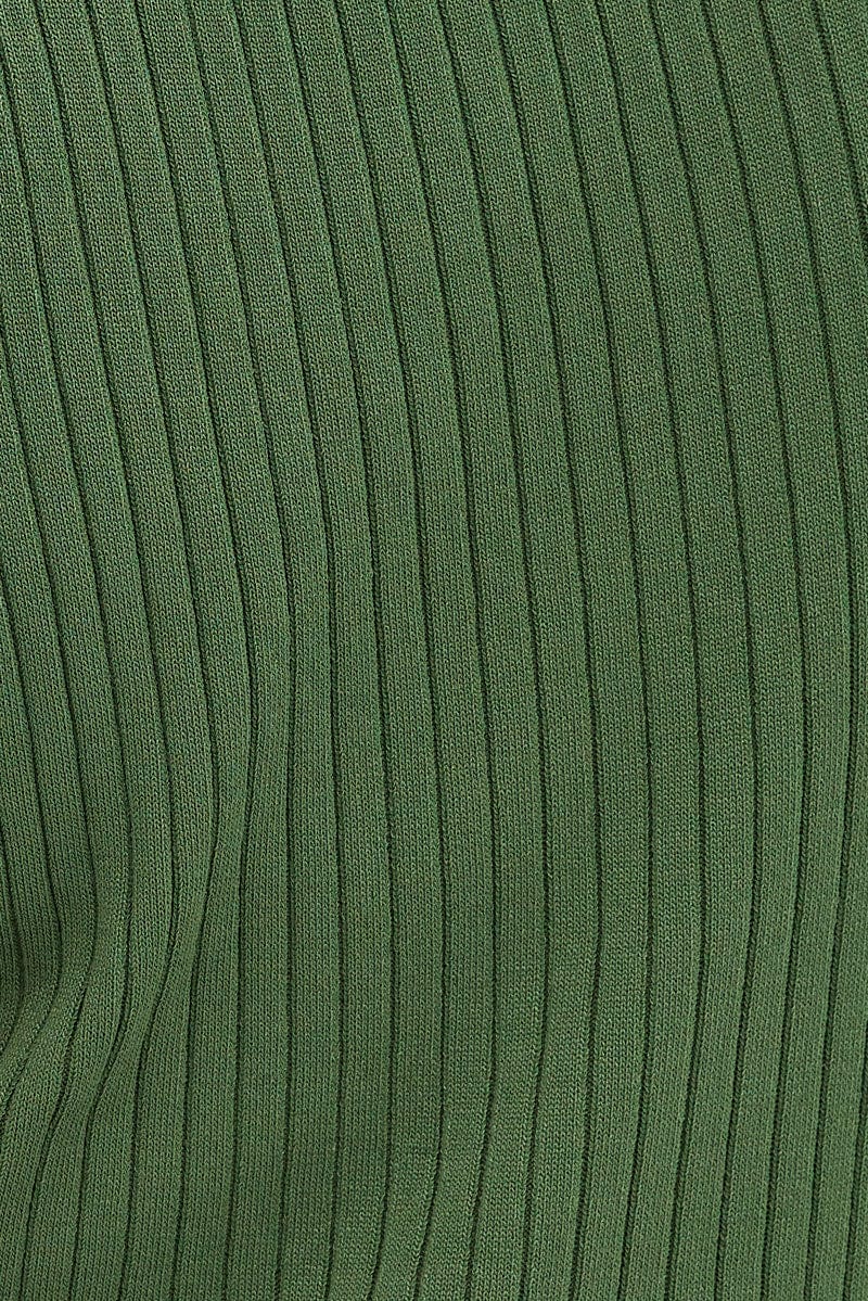 Green Knit Dress Wide Rib High Neck Sleeveless Midi - Image 6
