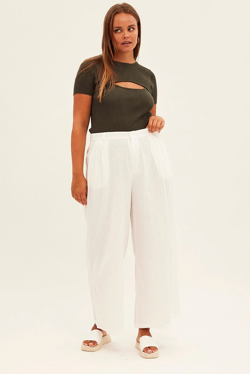 Green Knit Top Bust Cut Out Short Sleeve - Image 2