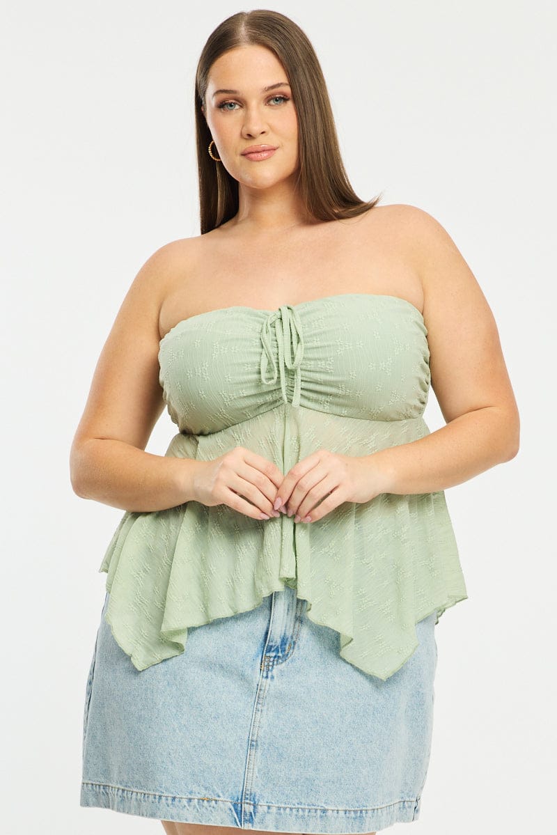 Green Lace Bandeau Top