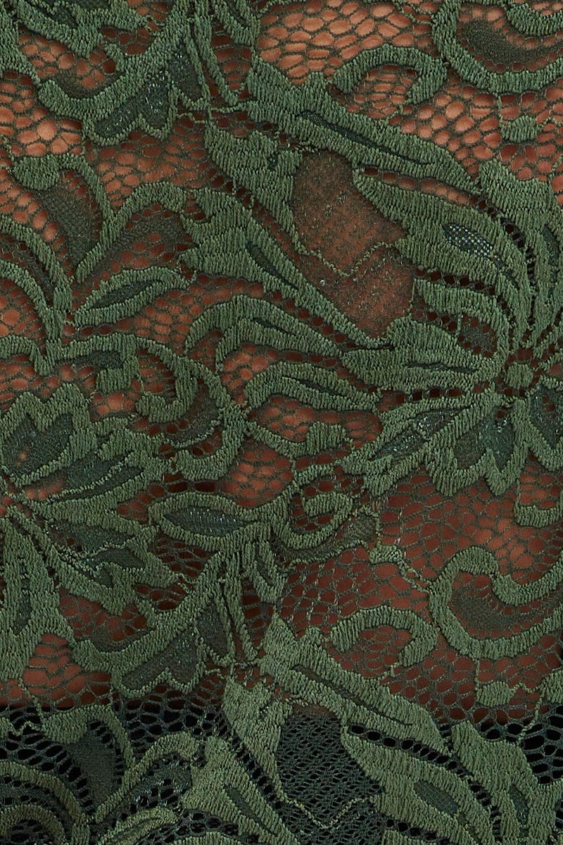 Green Lace Bodysuit Short Sleeve V-neck - Image 6