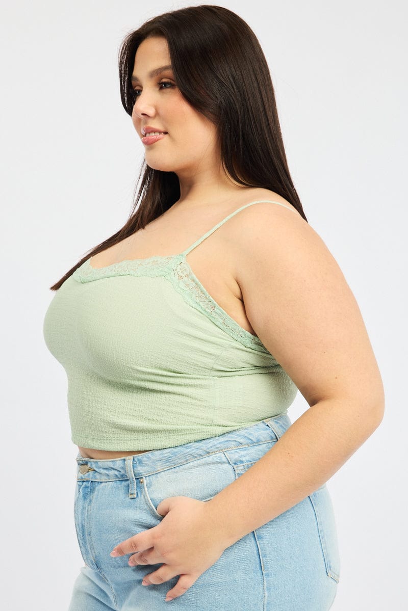 Green Lace Cami Top Textured - Image 4